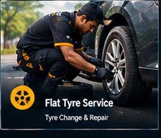PSK mechanic performing flat tyre service